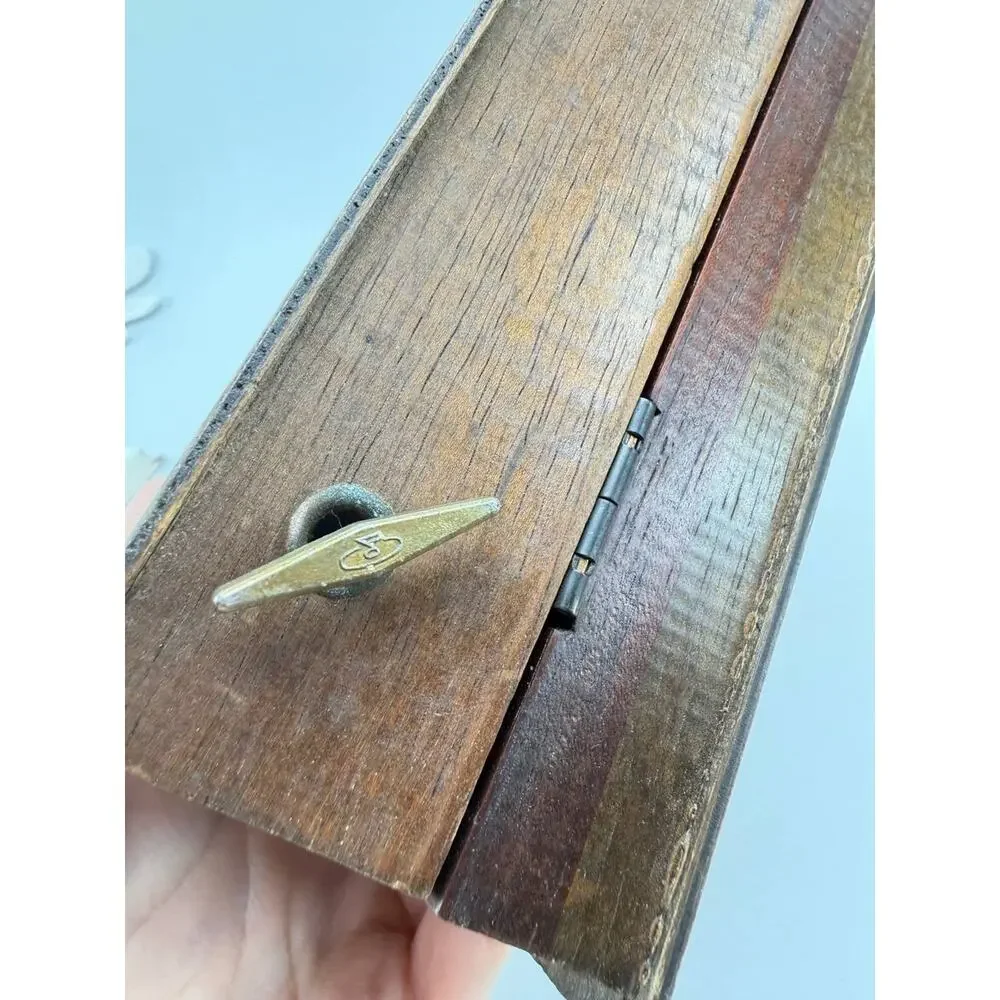Vintage Japan Wooden Musical Jewelry Box Double Book Celestial Globe Working